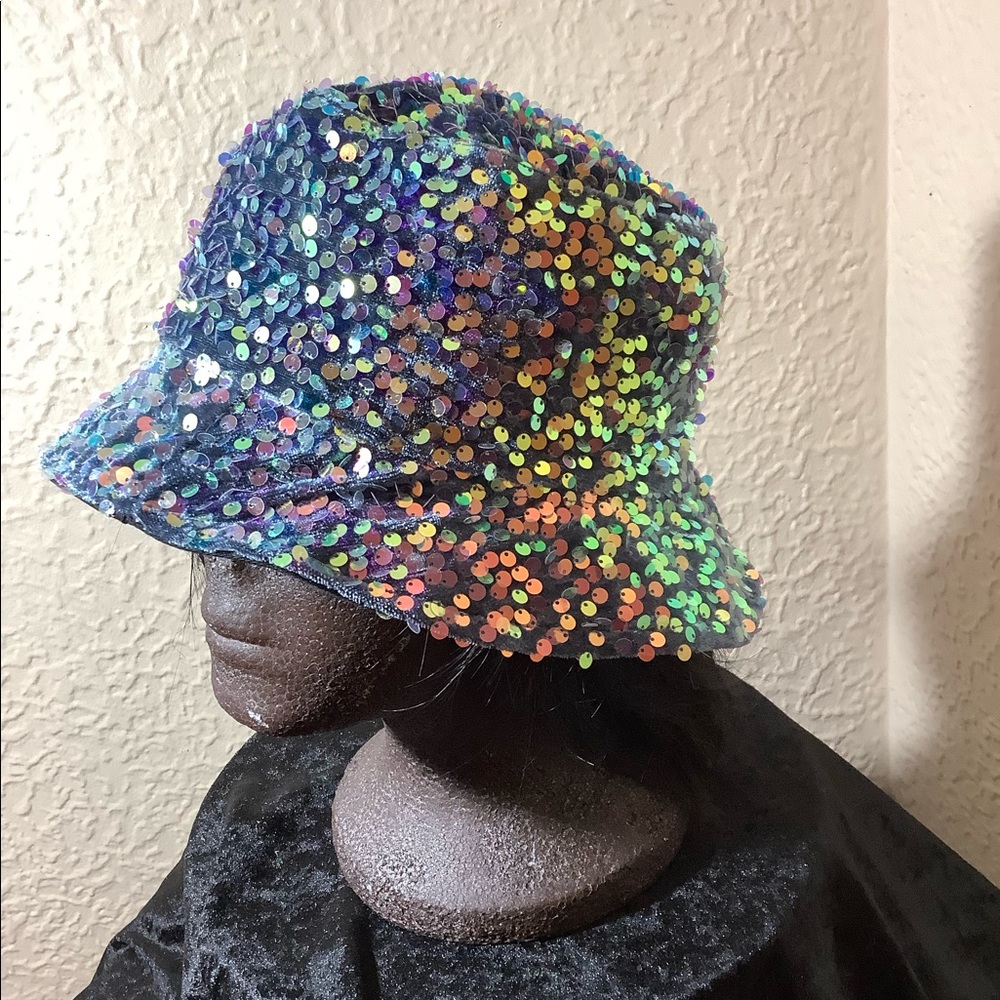 NWT Sequin Blue Bucket Hat